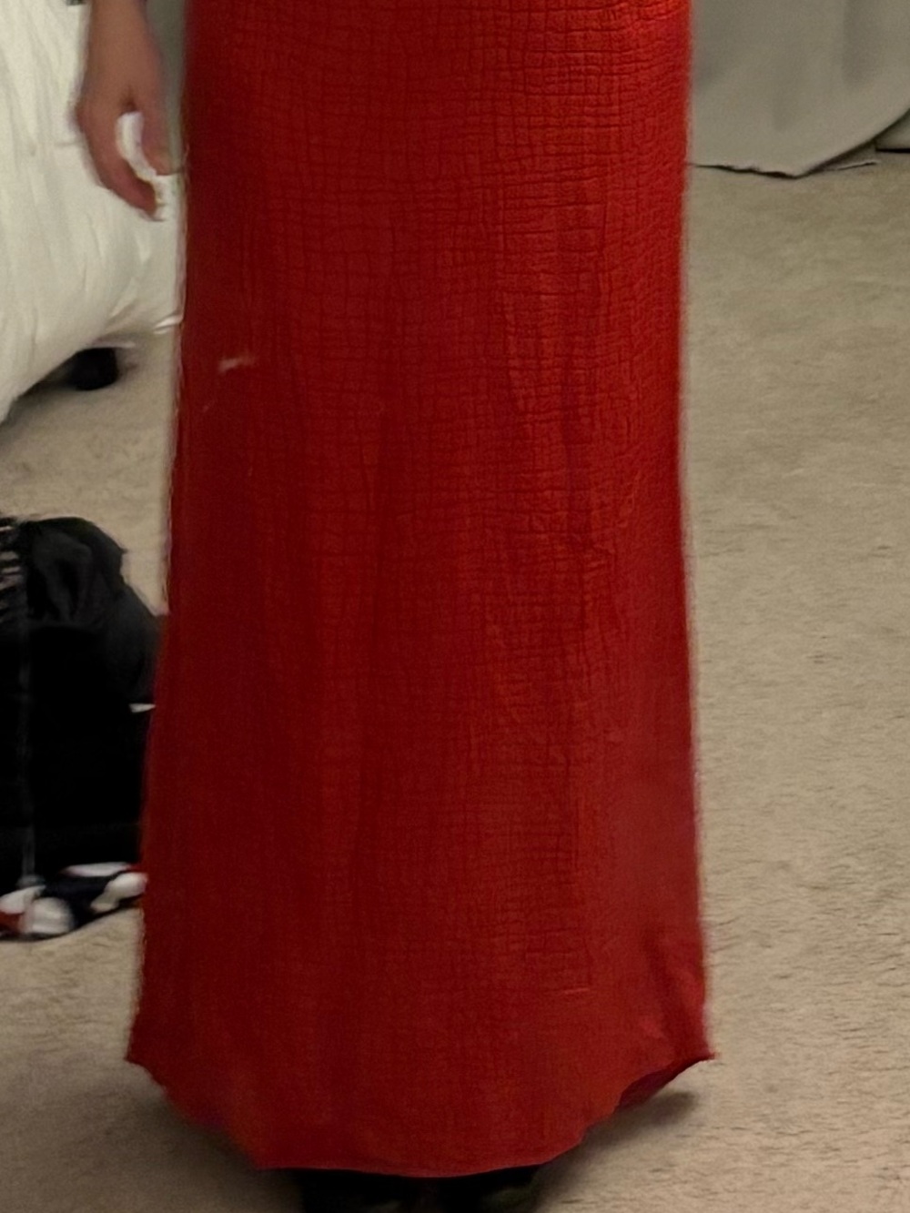 Red Ruffle Halter Evening Dress - Picture 3 of 5